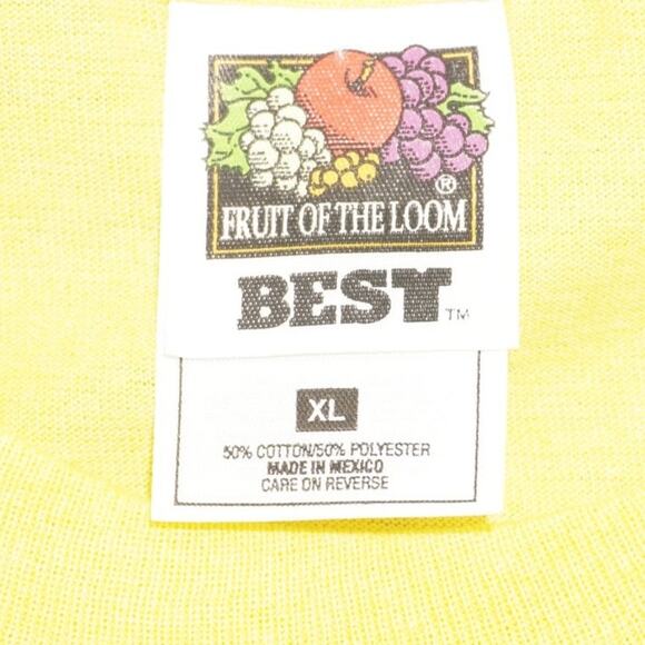 Vintage Fruit of the Loom Best Yellow Blank T-Shirt XL Made in Mexico 50/50 - Picture 4 of 4